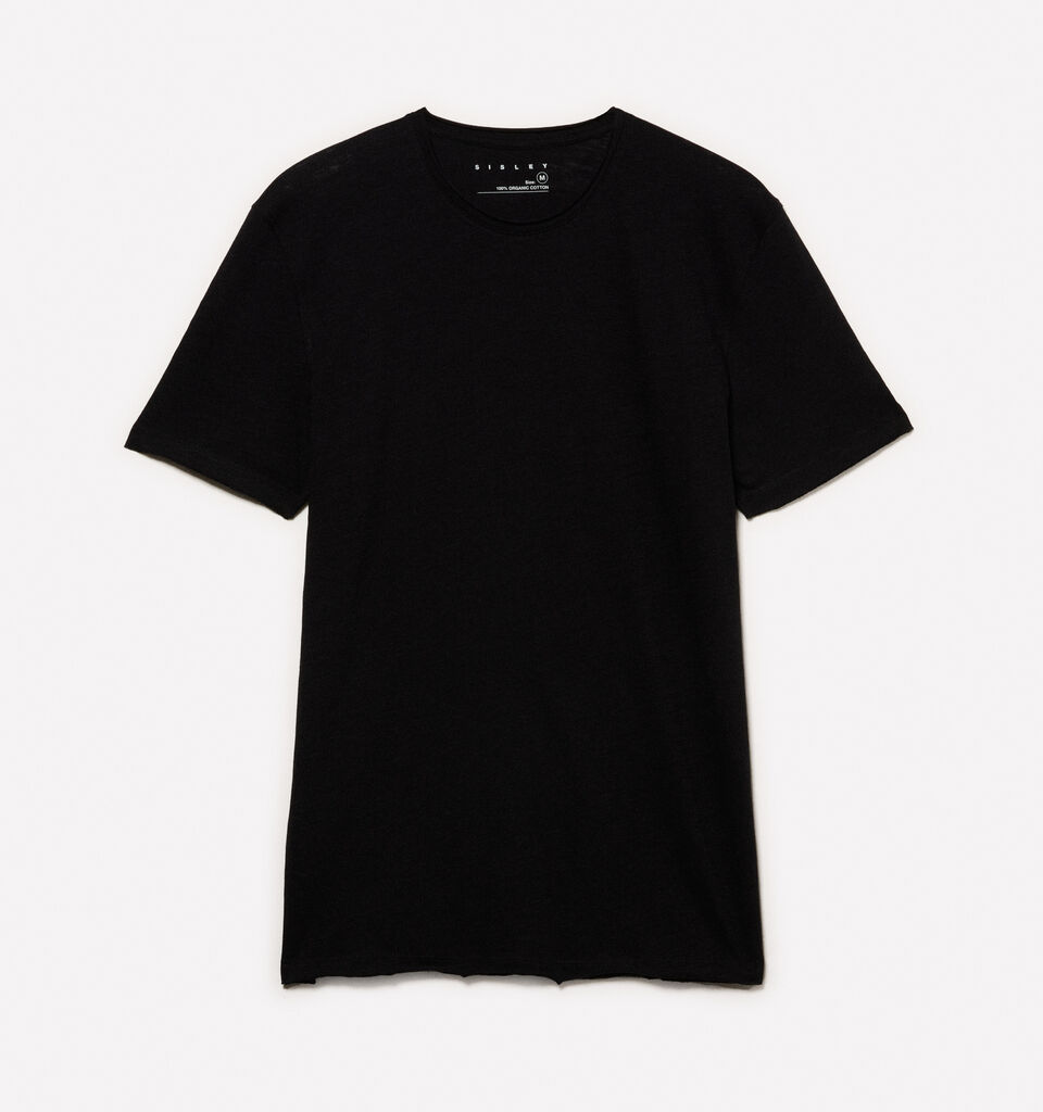 Schwarzes Slim-Fit-Kurzarm-T-Shirt - kurzärmeliges t-shirt für herren - Schwarz | Sisley image number 5
